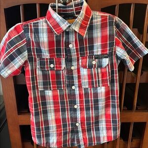 U.S. Polo Assn. Kids Red Plaid 100% Cotton Shirt, Like New, 2T
